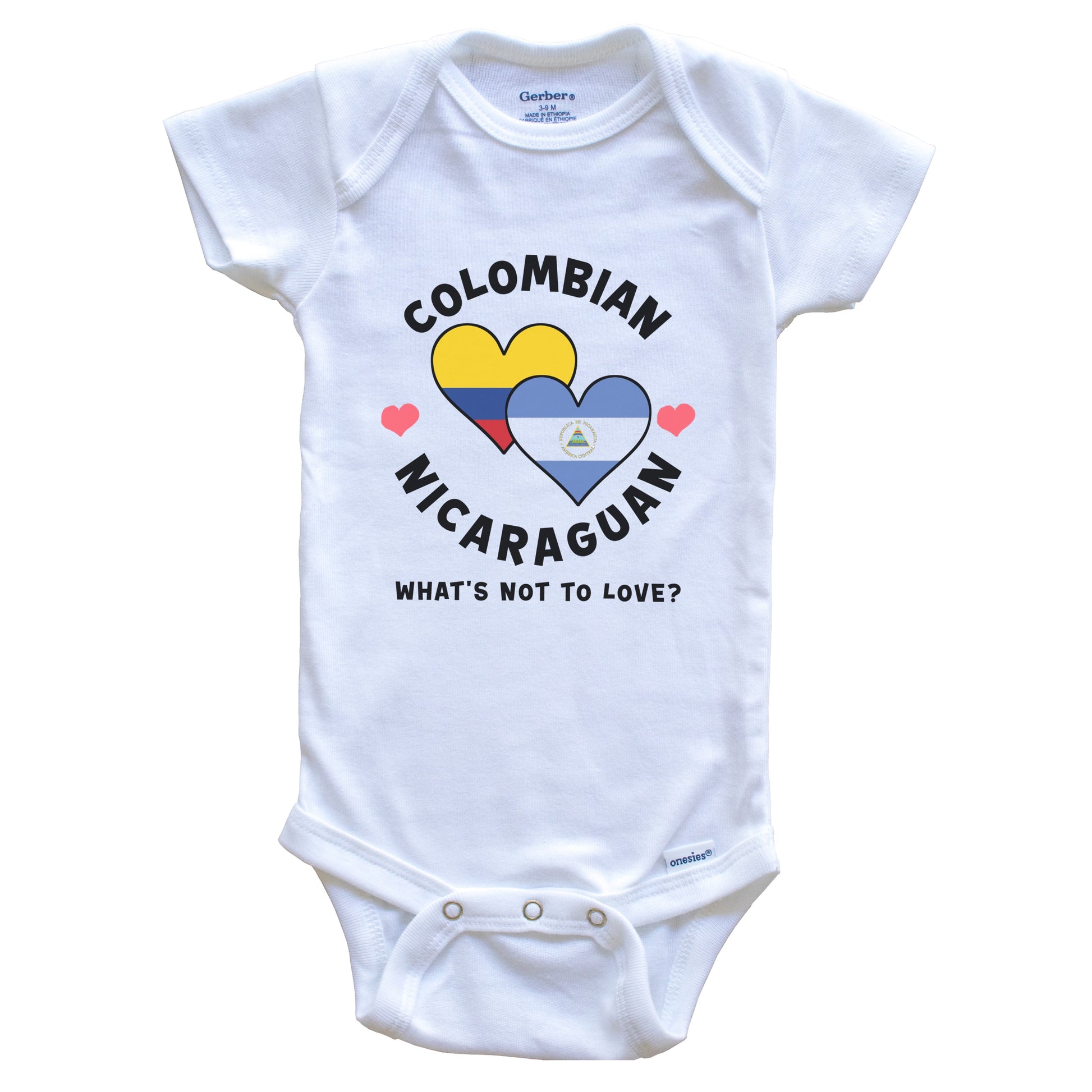 Colombian Nicaraguan What's Not To Love Heart Flags Baby Bodysuit