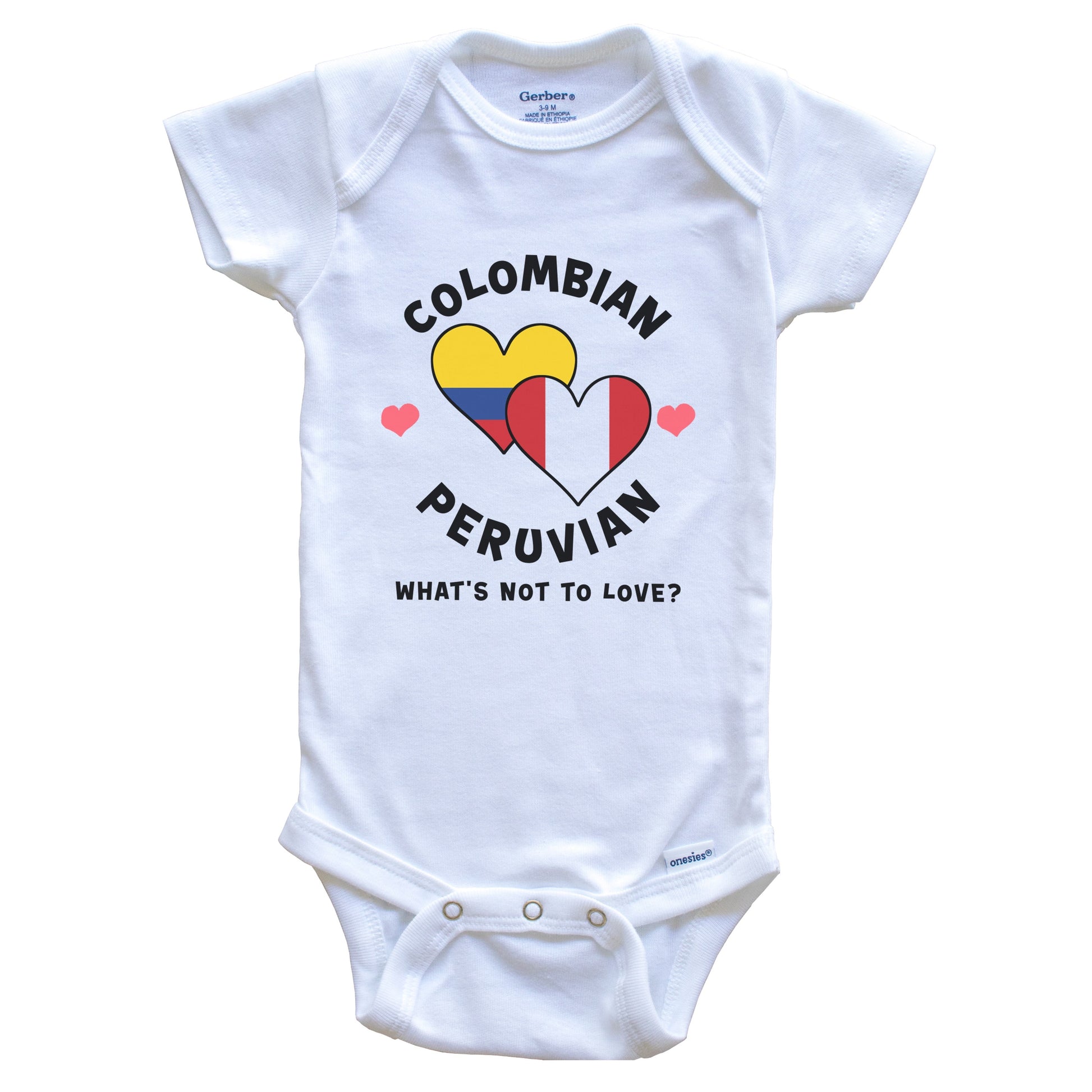 Colombian Peruvian What's Not To Love Heart Flags Baby Bodysuit