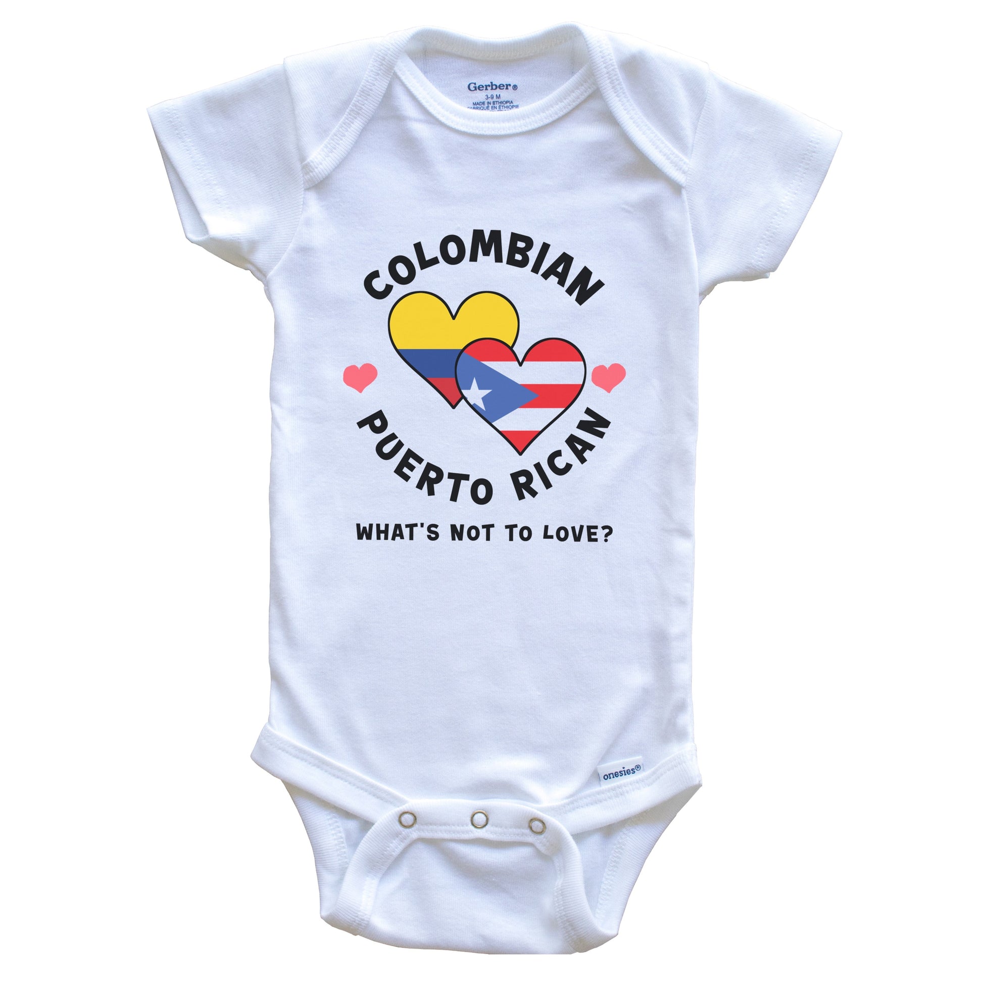 Colombian Puerto Rican What's Not To Love Heart Flags Baby Bodysuit