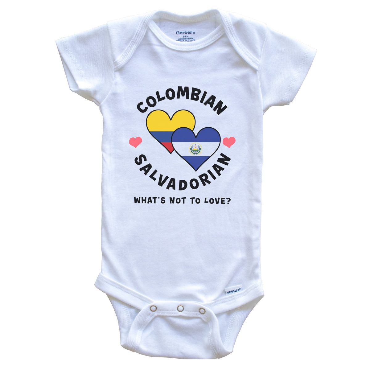 Colombian Salvadorian What's Not To Love Heart Flags Baby Bodysuit