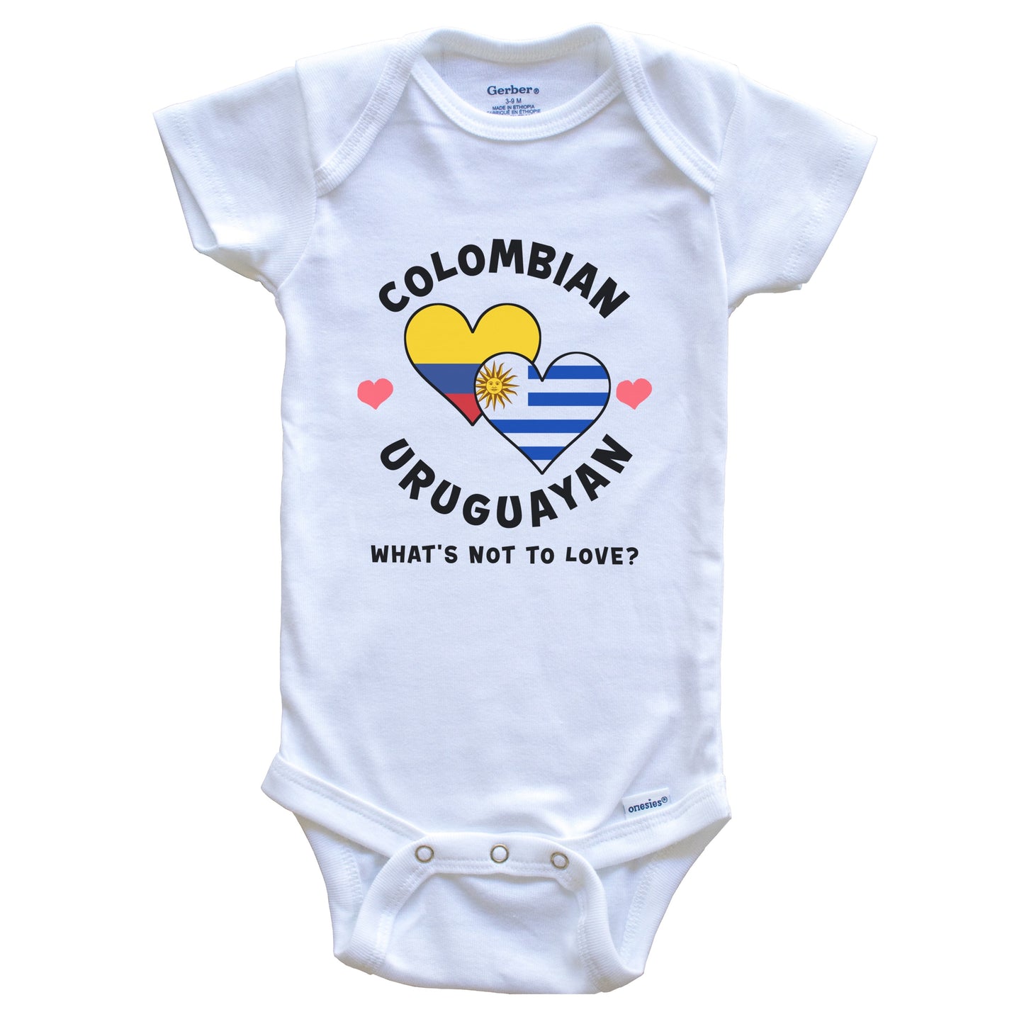 Colombian Uruguayan What's Not To Love Heart Flags Baby Bodysuit