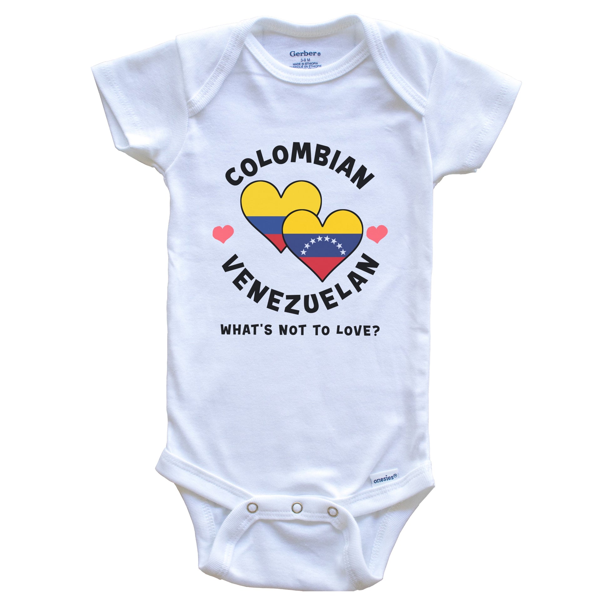 Colombian Venezuelan What's Not To Love Heart Flags Baby Bodysuit