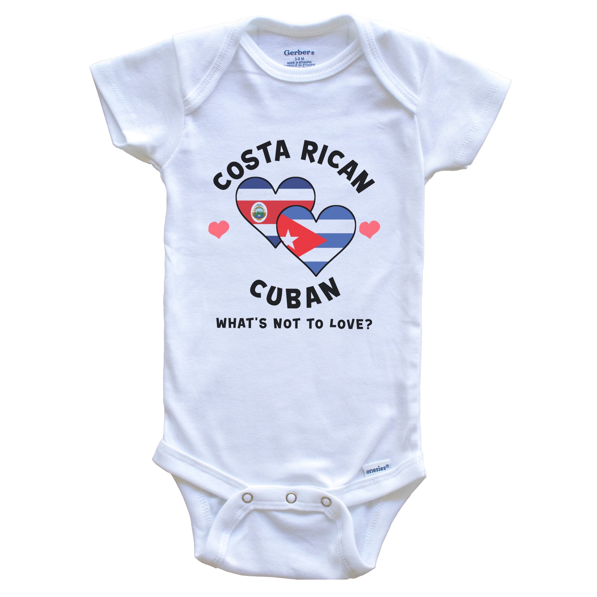 Costa Rican Cuban What's Not To Love Heart Flags Baby Bodysuit