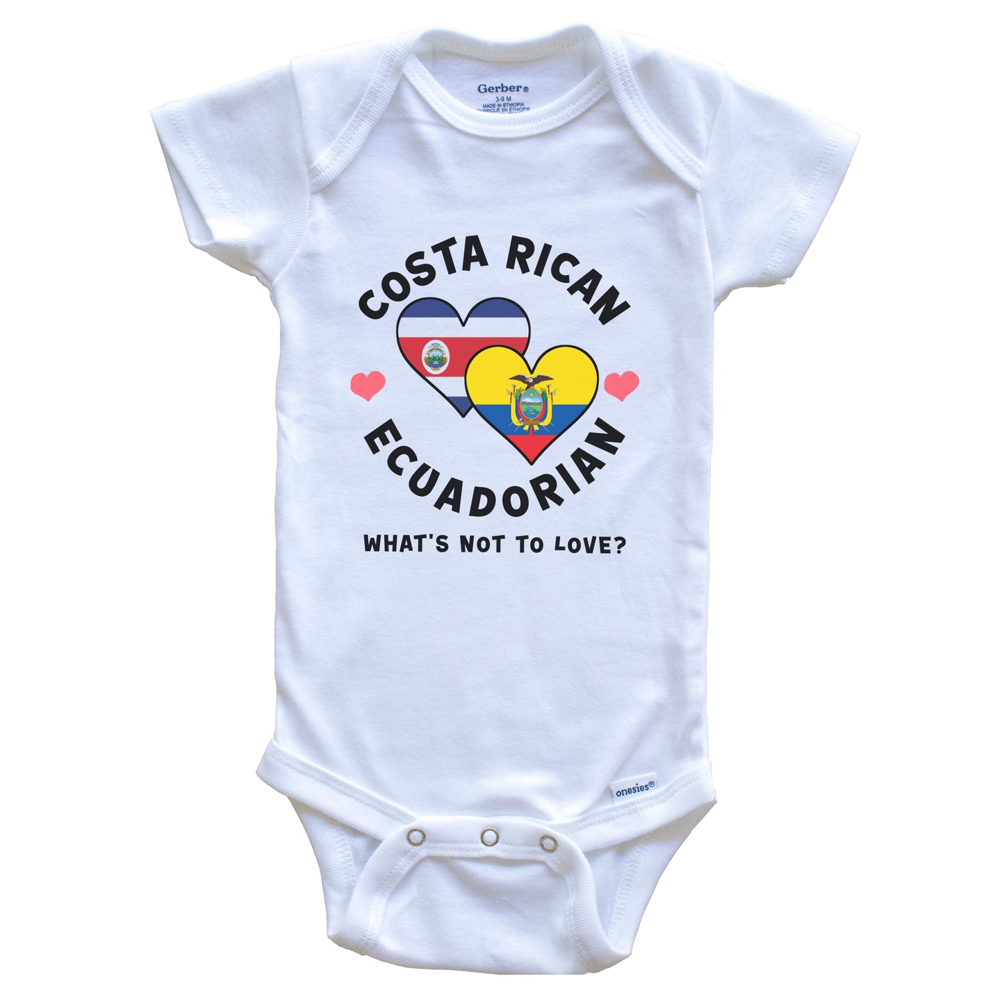 Costa Rican Ecuadorian What's Not To Love Heart Flags Baby Bodysuit