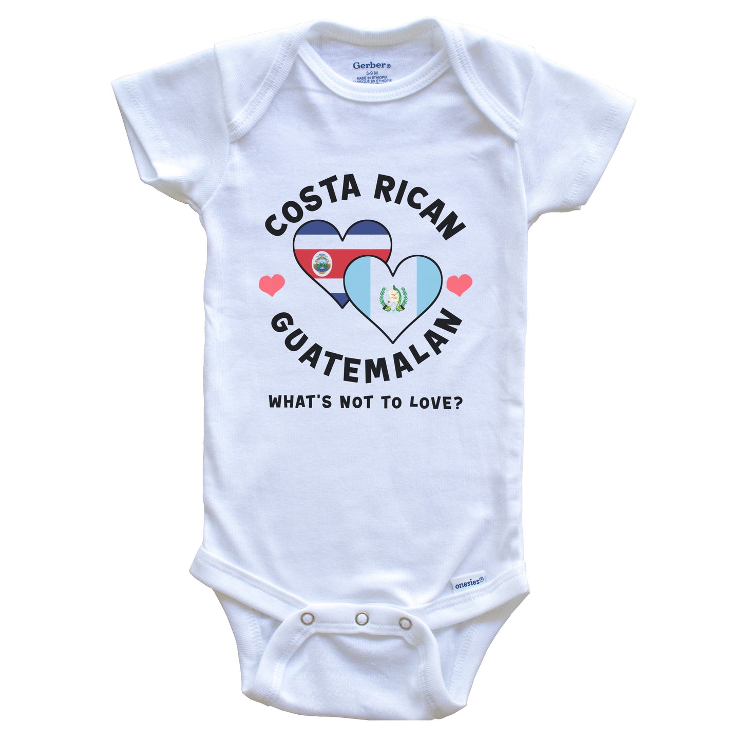 Costa Rican Guatemalan What's Not To Love Heart Flags Baby Bodysuit