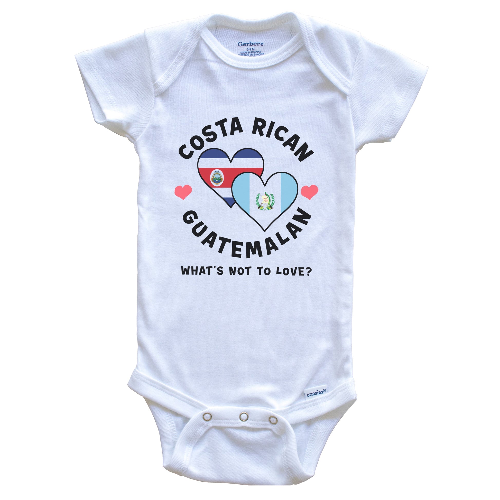 Costa Rican Guatemalan What's Not To Love Heart Flags Baby Bodysuit