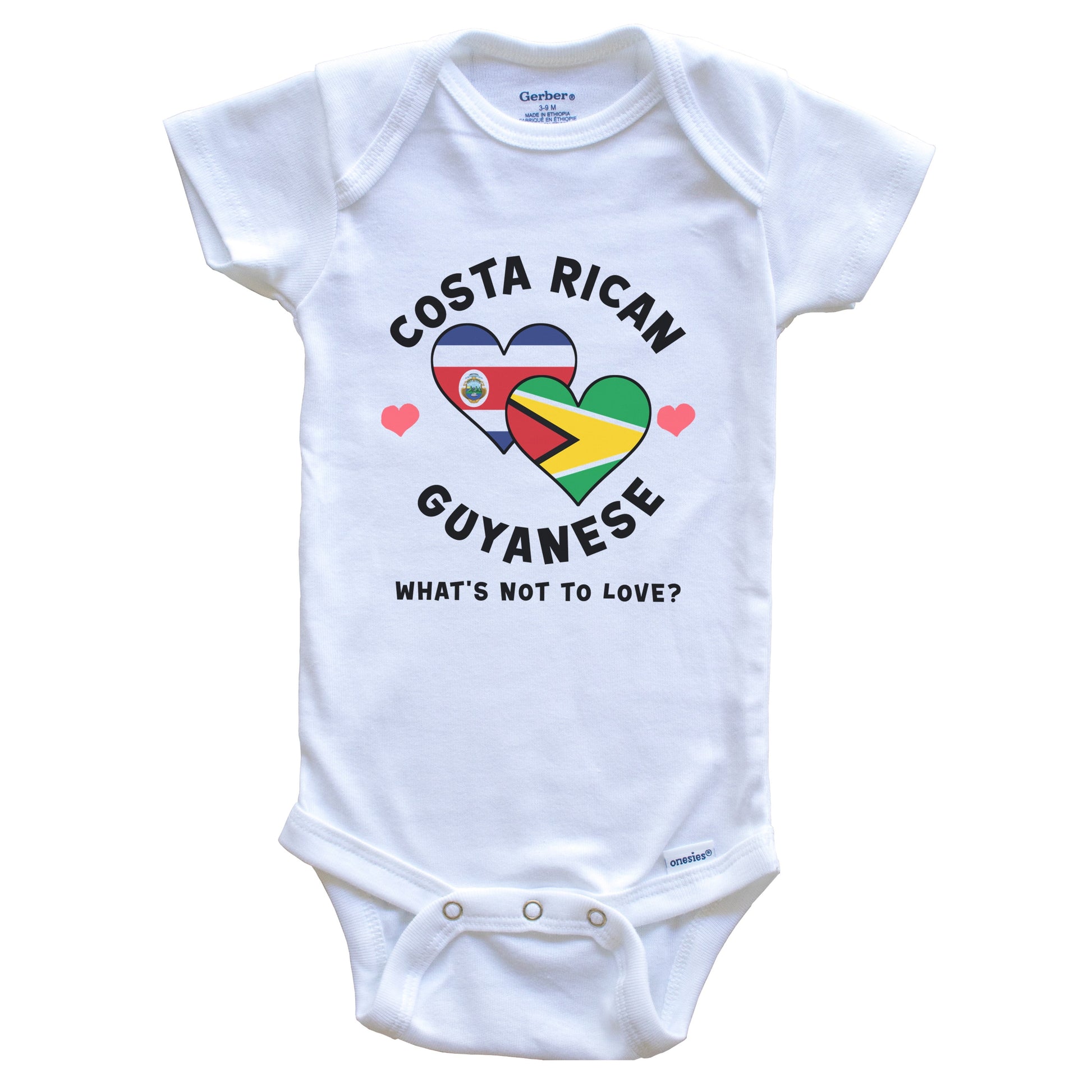 Costa Rican Guyanese What's Not To Love Heart Flags Baby Bodysuit