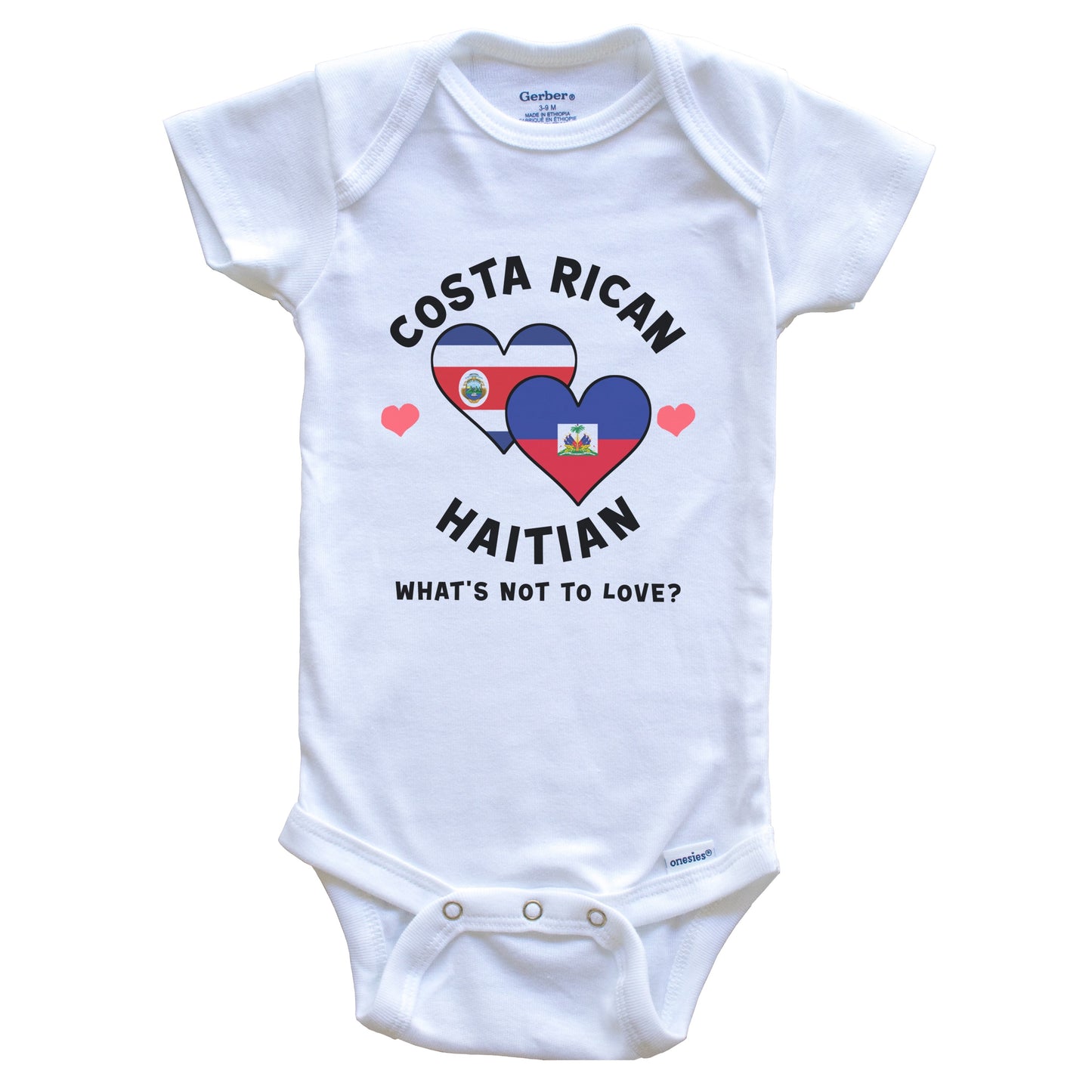 Costa Rican Haitian What's Not To Love Heart Flags Baby Bodysuit