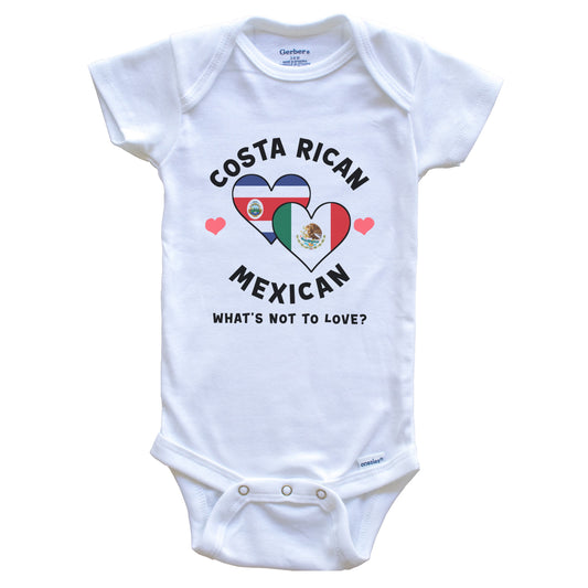 Costa Rican Mexican What's Not To Love Heart Flags Baby Bodysuit