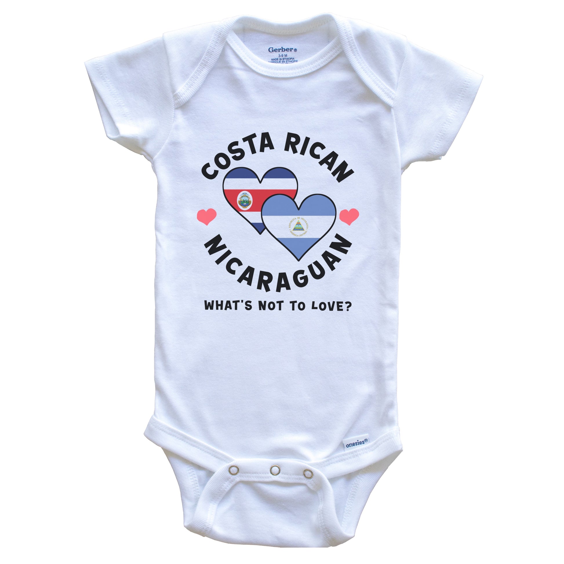 Costa Rican Nicaraguan What's Not To Love Heart Flags Baby Bodysuit