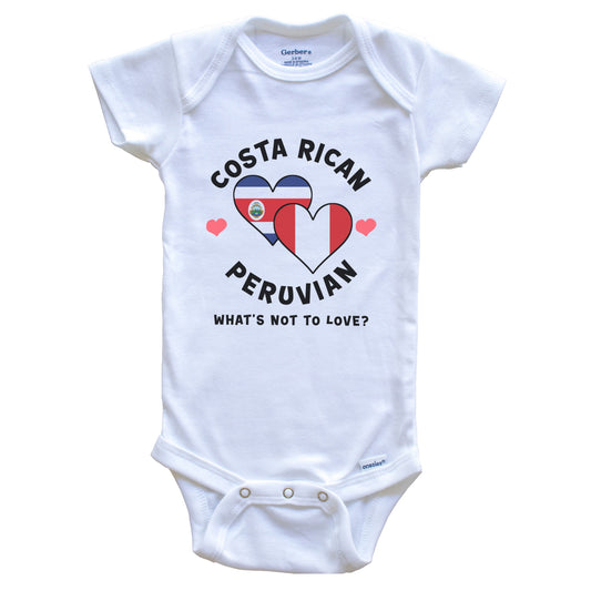 Costa Rican Peruvian What's Not To Love Heart Flags Baby Bodysuit