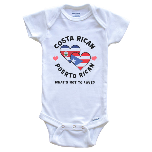 Costa Rican Puerto Rican What's Not To Love Heart Flags Baby Bodysuit