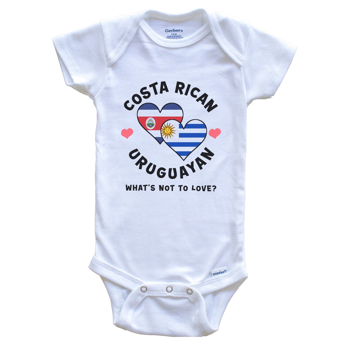 Costa Rican Uruguayan What's Not To Love Heart Flags Baby Bodysuit