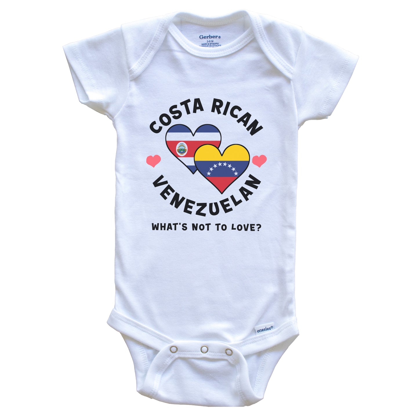 Costa Rican Venezuelan What's Not To Love Heart Flags Baby Bodysuit