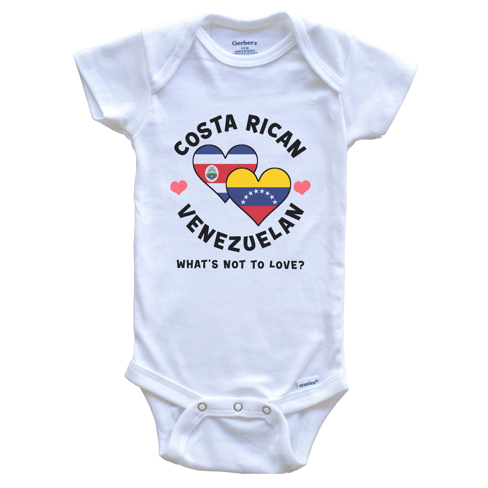 Costa Rican Venezuelan What's Not To Love Heart Flags Baby Bodysuit