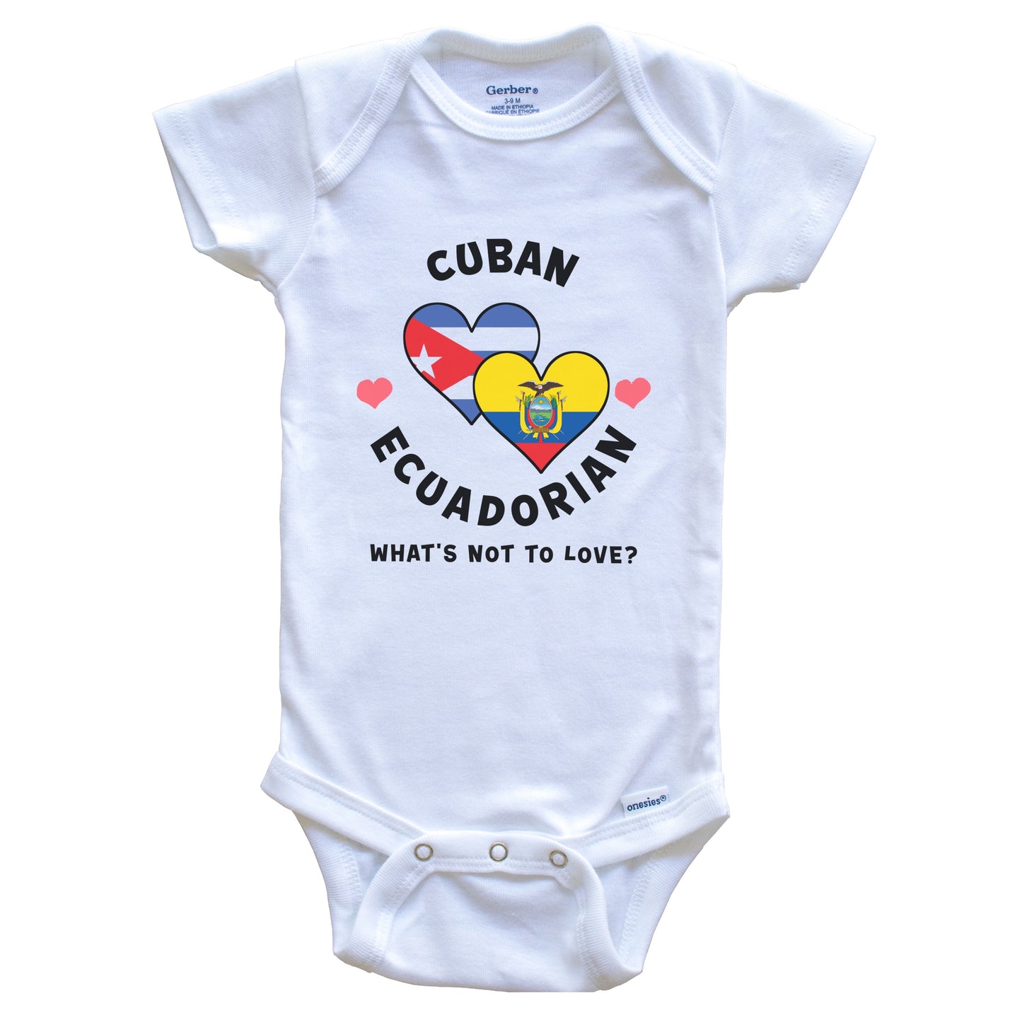 Cuban Ecuadorian What's Not To Love Heart Flags Baby Bodysuit