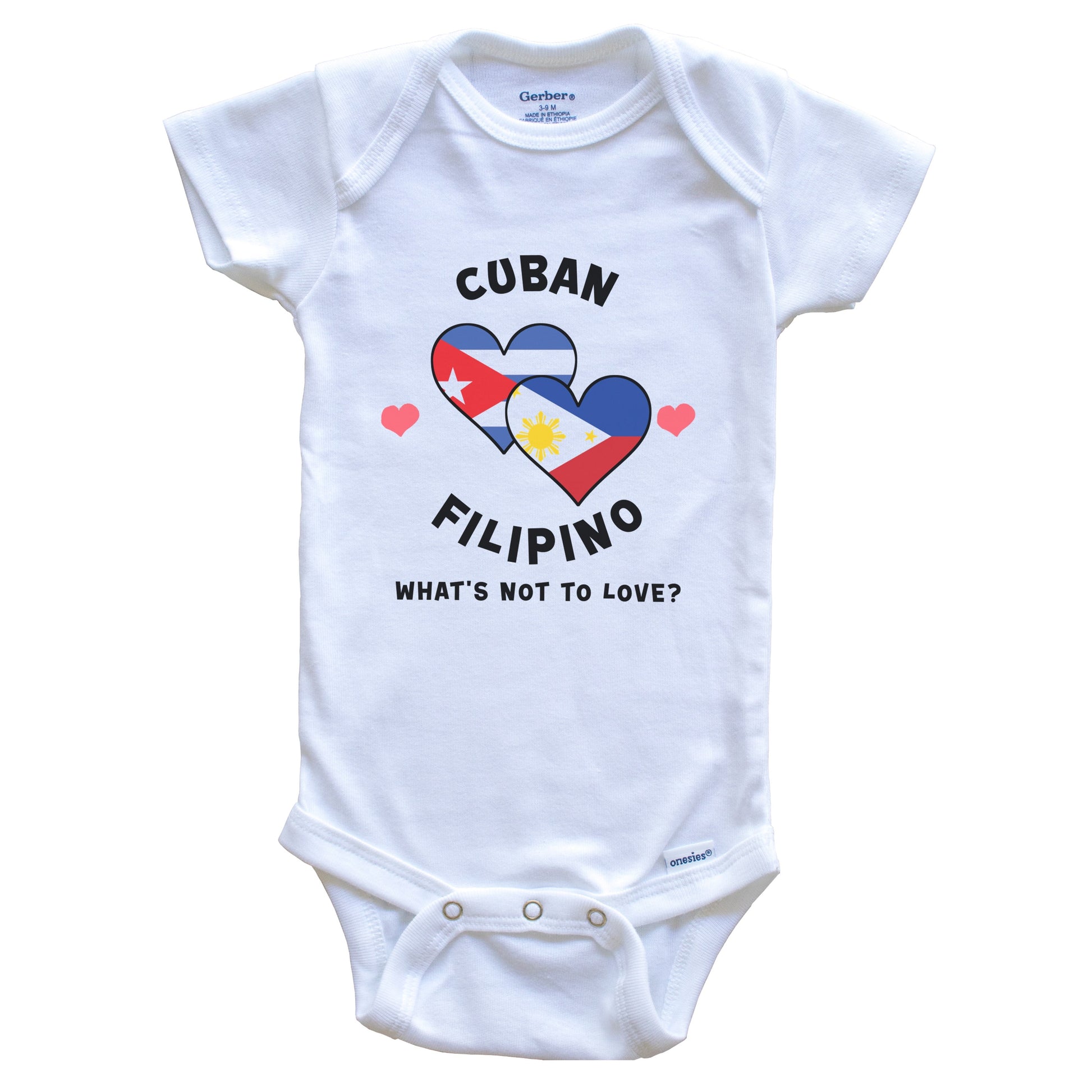 Cuban Filipino What's Not To Love Heart Flags Baby Bodysuit