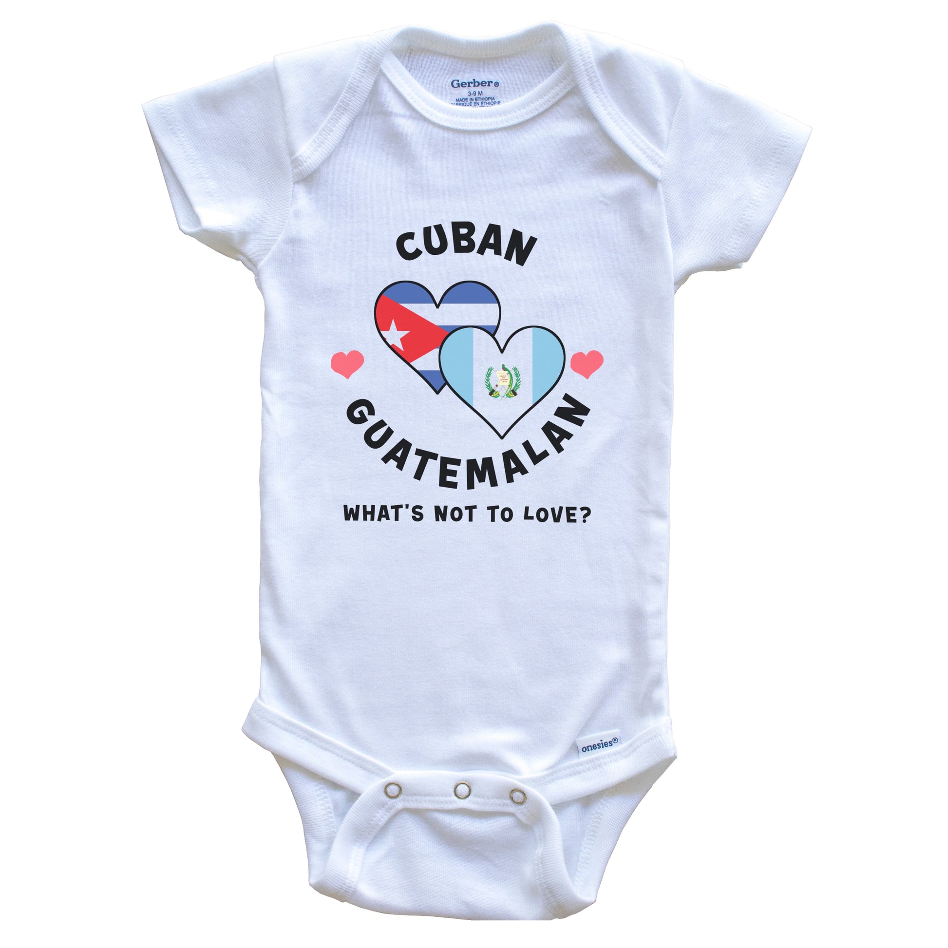 Cuban Guatemalan What's Not To Love Heart Flags Baby Bodysuit