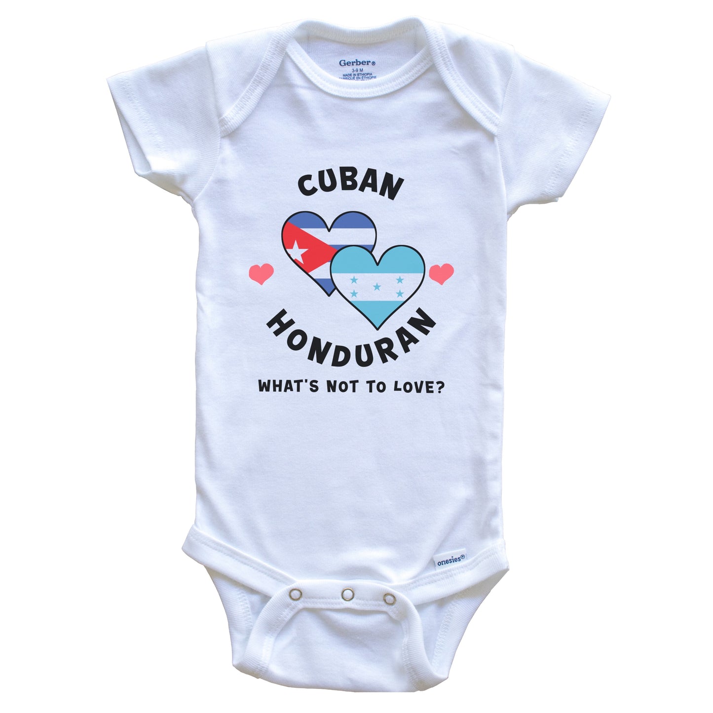 Cuban Honduran What's Not To Love Heart Flags Baby Bodysuit