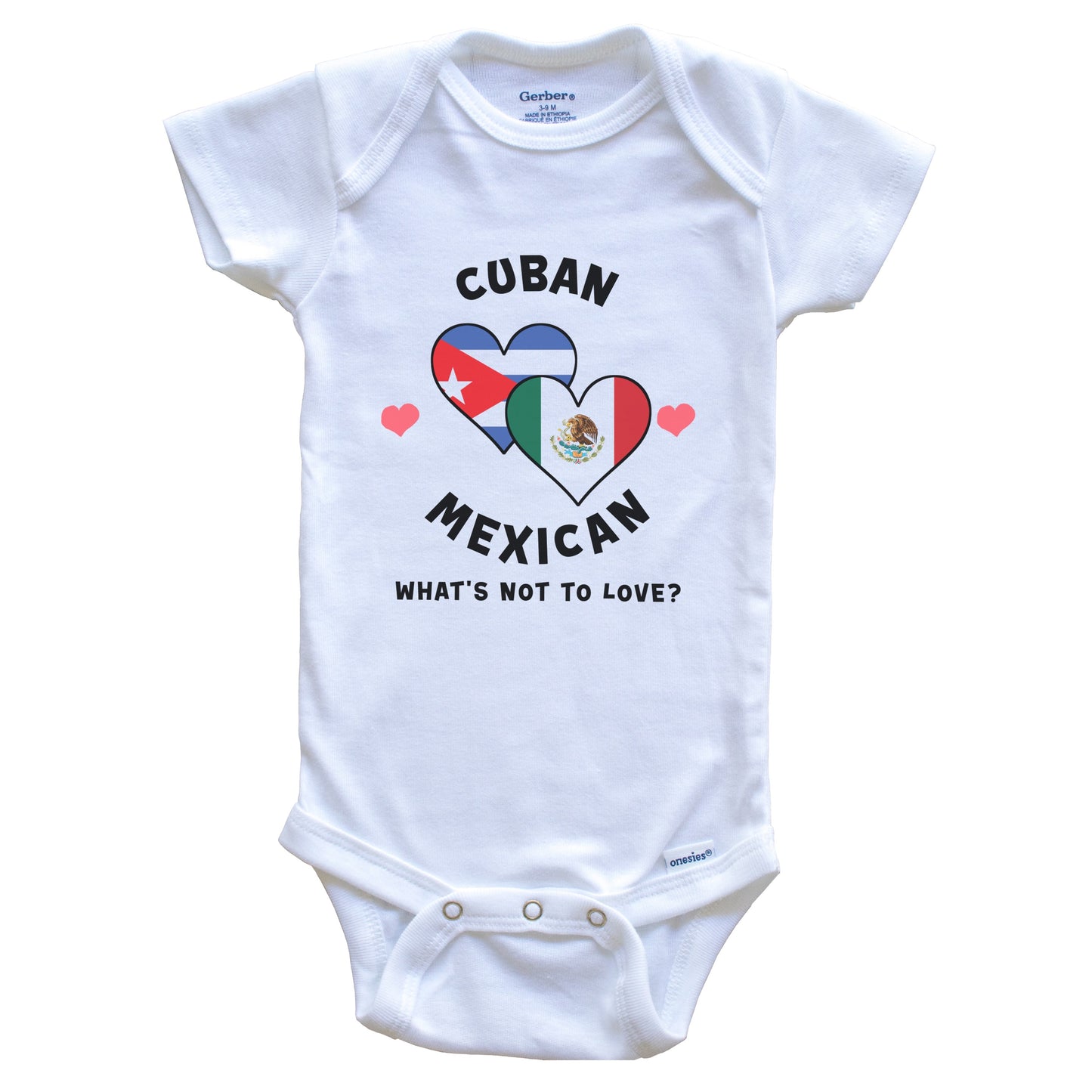 Cuban Mexican What's Not To Love Heart Flags Baby Bodysuit