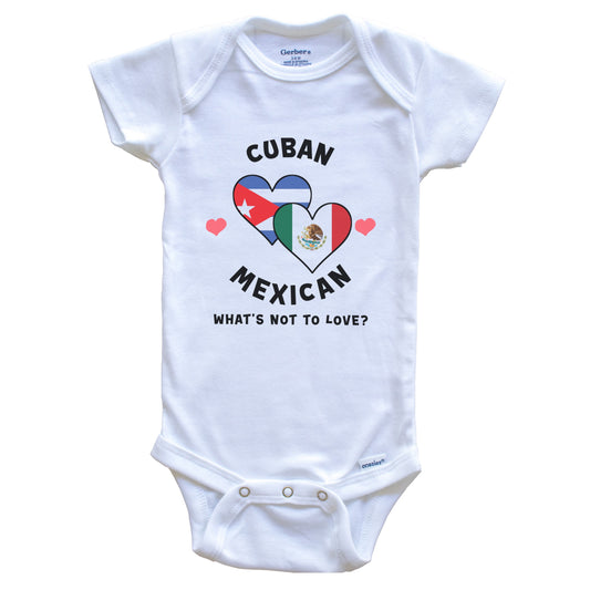 Cuban Mexican What's Not To Love Heart Flags Baby Bodysuit