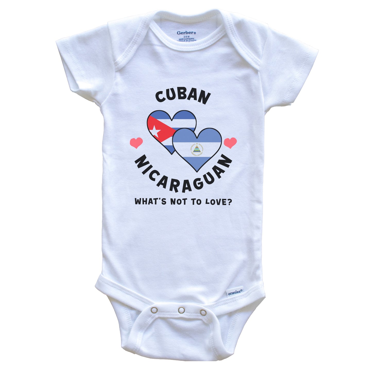 Cuban Nicaraguan What's Not To Love Heart Flags Baby Bodysuit