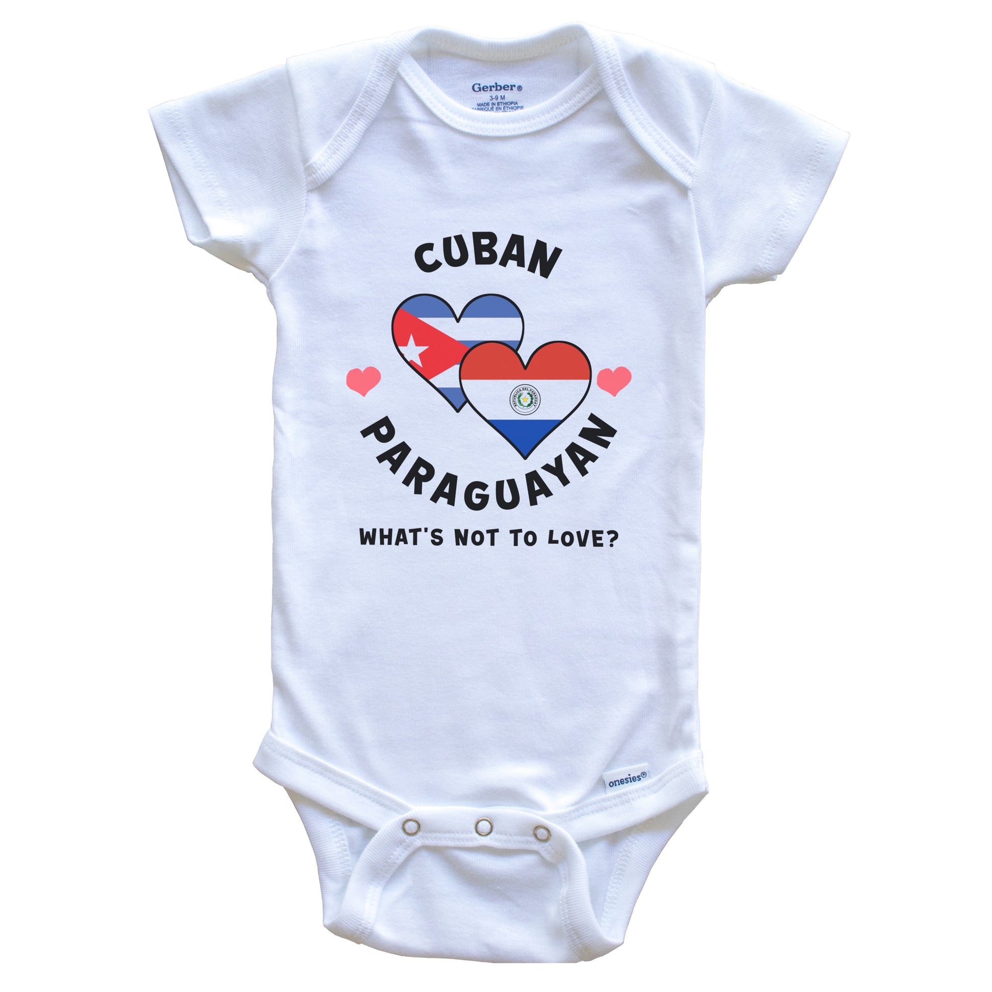 Cuban Paraguayan What's Not To Love Heart Flags Baby Bodysuit