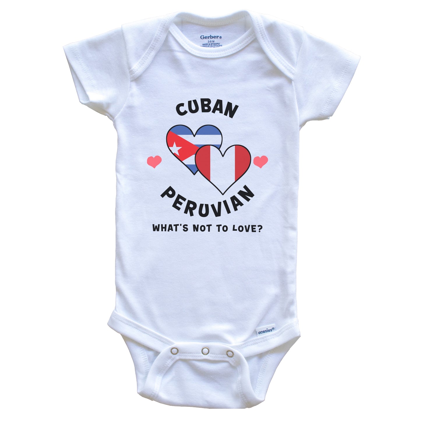 Cuban Peruvian What's Not To Love Heart Flags Baby Bodysuit