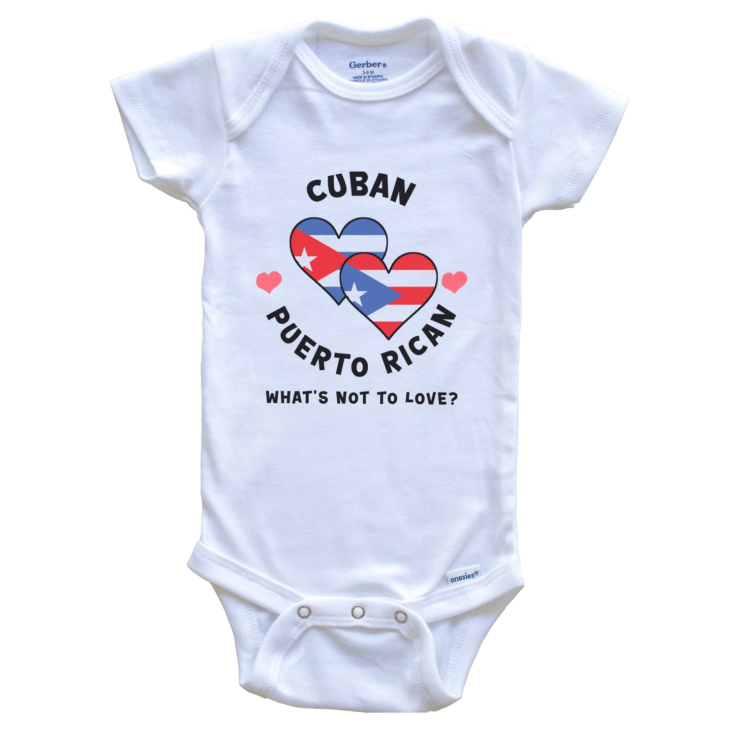 Cuban Puerto Rican What's Not To Love Heart Flags Baby Bodysuit