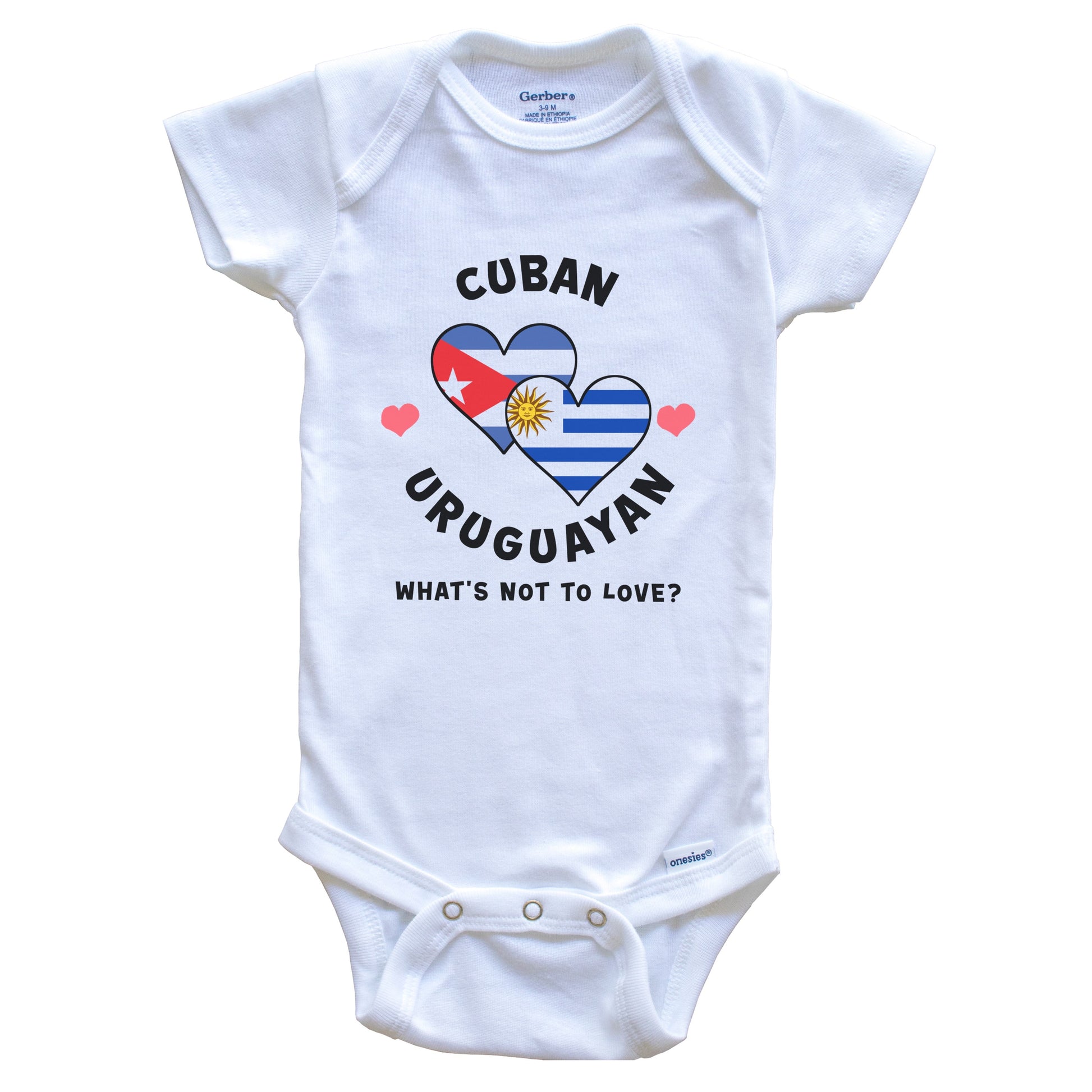 Cuban Uruguayan What's Not To Love Heart Flags Baby Bodysuit