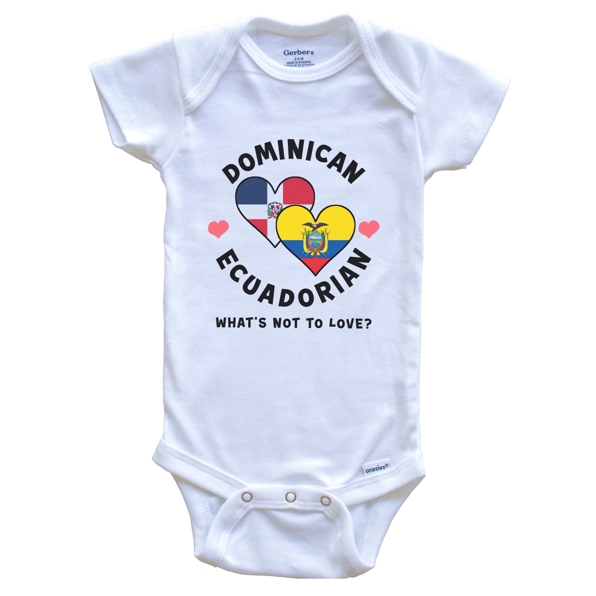 Dominican Ecuadorian What's Not To Love Heart Flags Baby Bodysuit