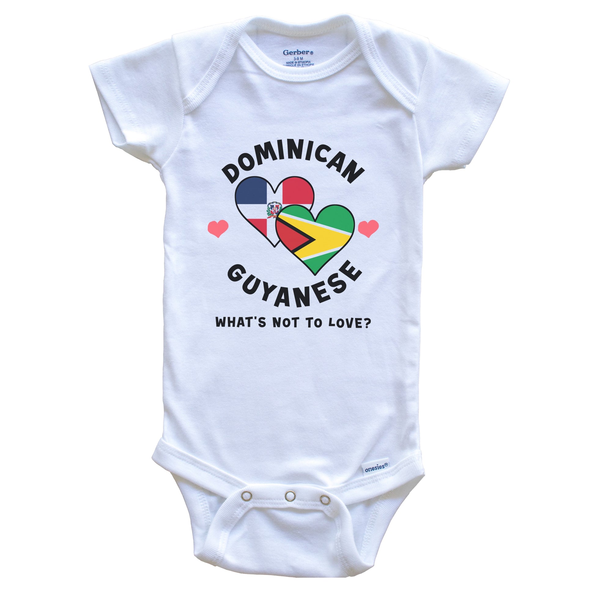 Dominican Guyanese What's Not To Love Heart Flags Baby Bodysuit