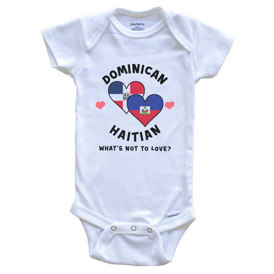Dominican Haitian What's Not To Love Heart Flags Baby Bodysuit