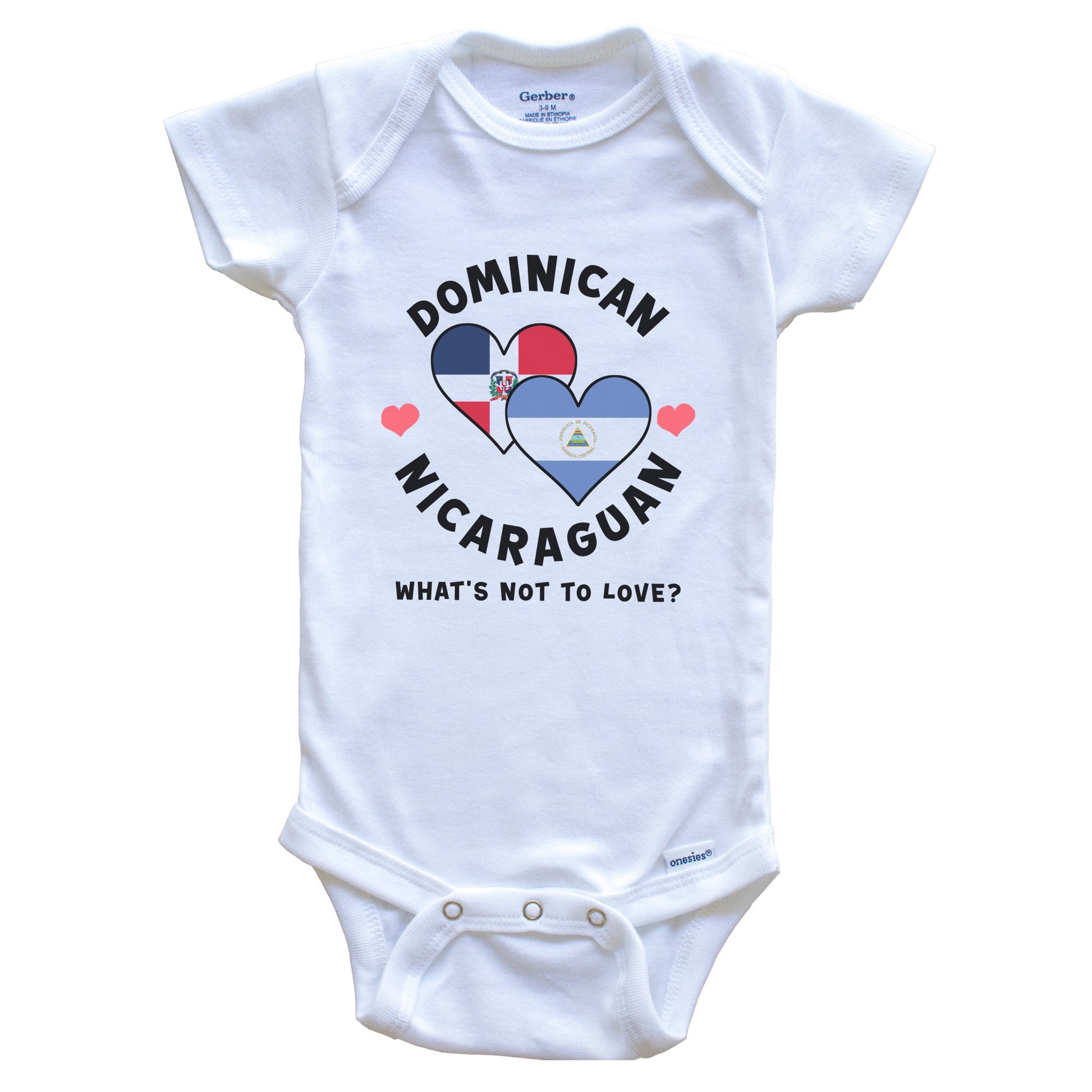 Dominican Nicaraguan What's Not To Love Heart Flags Baby Bodysuit