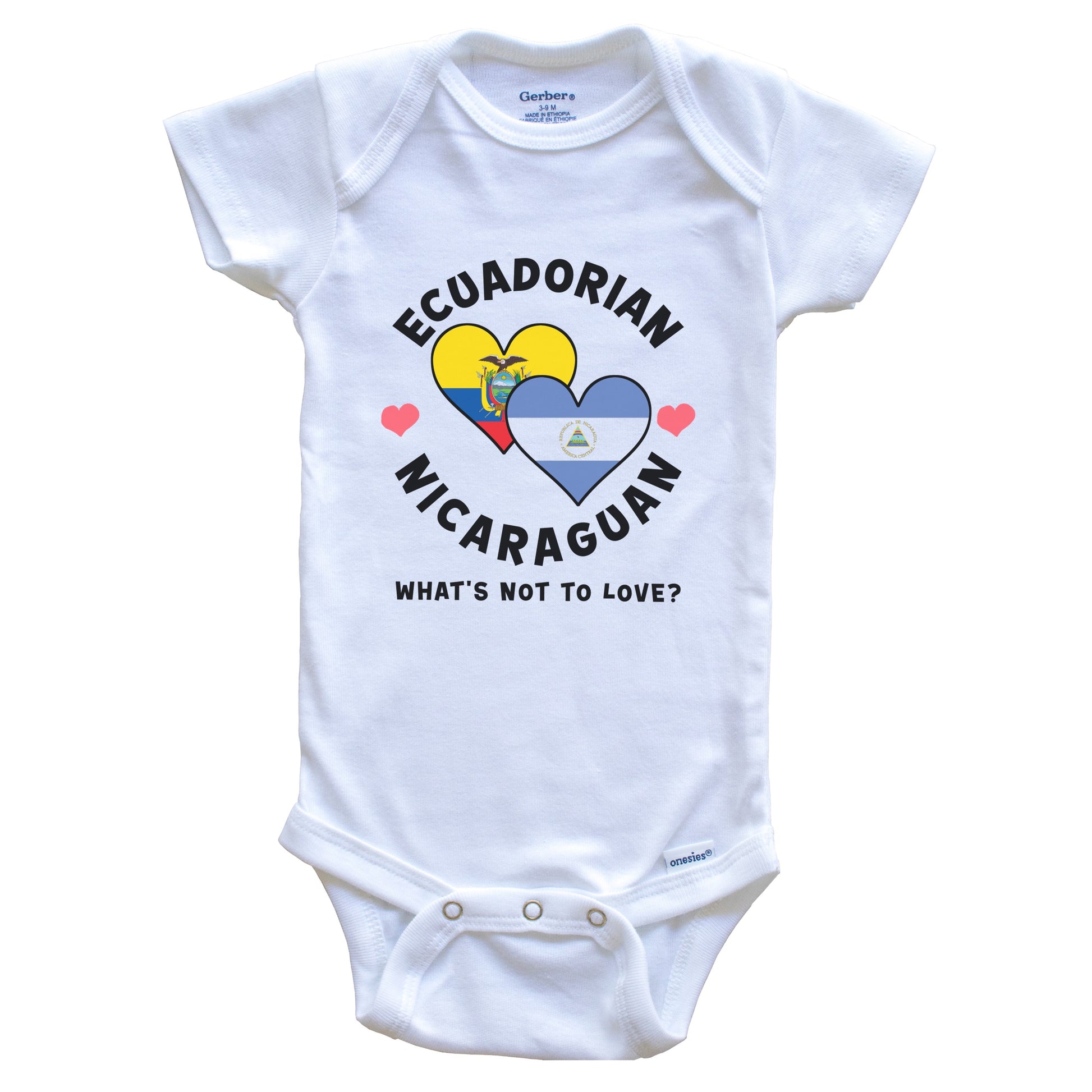 Ecuadorian Nicaraguan What's Not To Love Heart Flags Baby Bodysuit