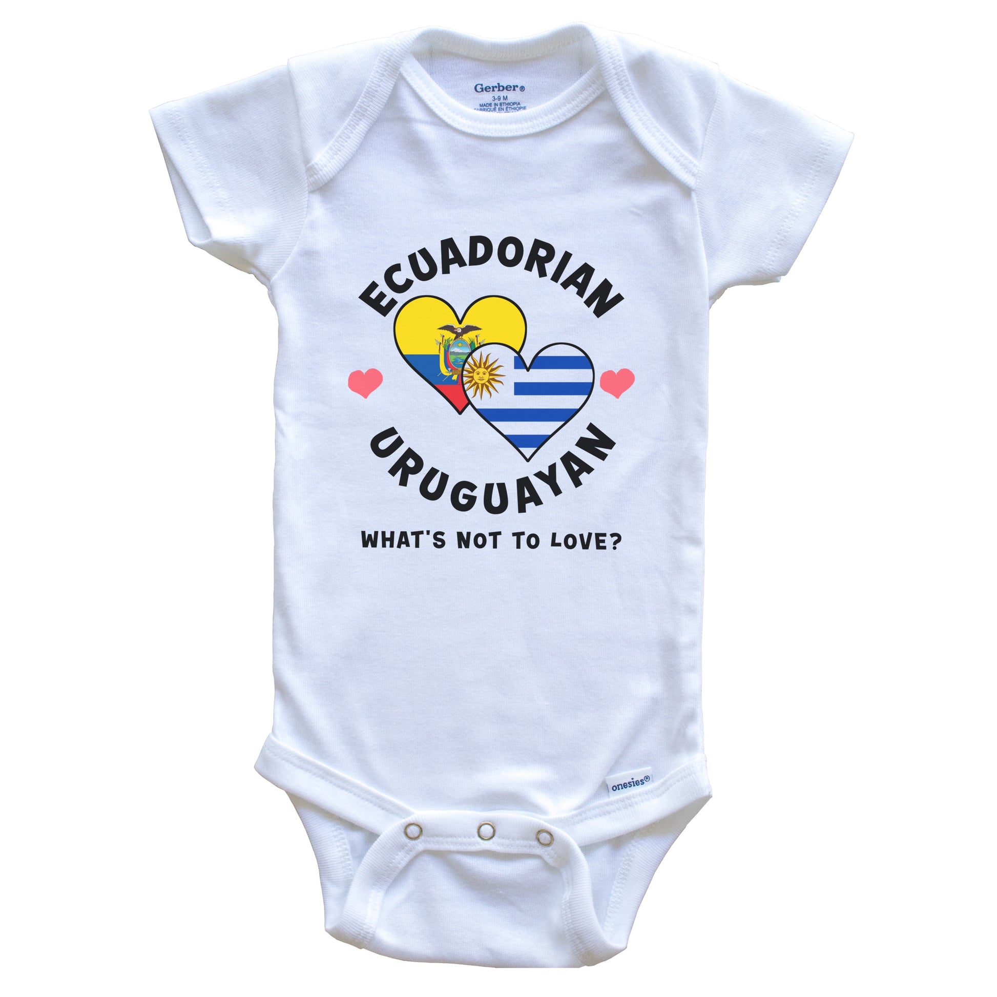 Ecuadorian Uruguayan What's Not To Love Heart Flags Baby Bodysuit