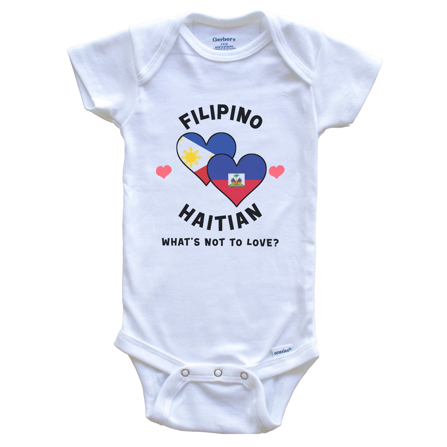 Filipino Haitian What's Not To Love Heart Flags Baby Bodysuit