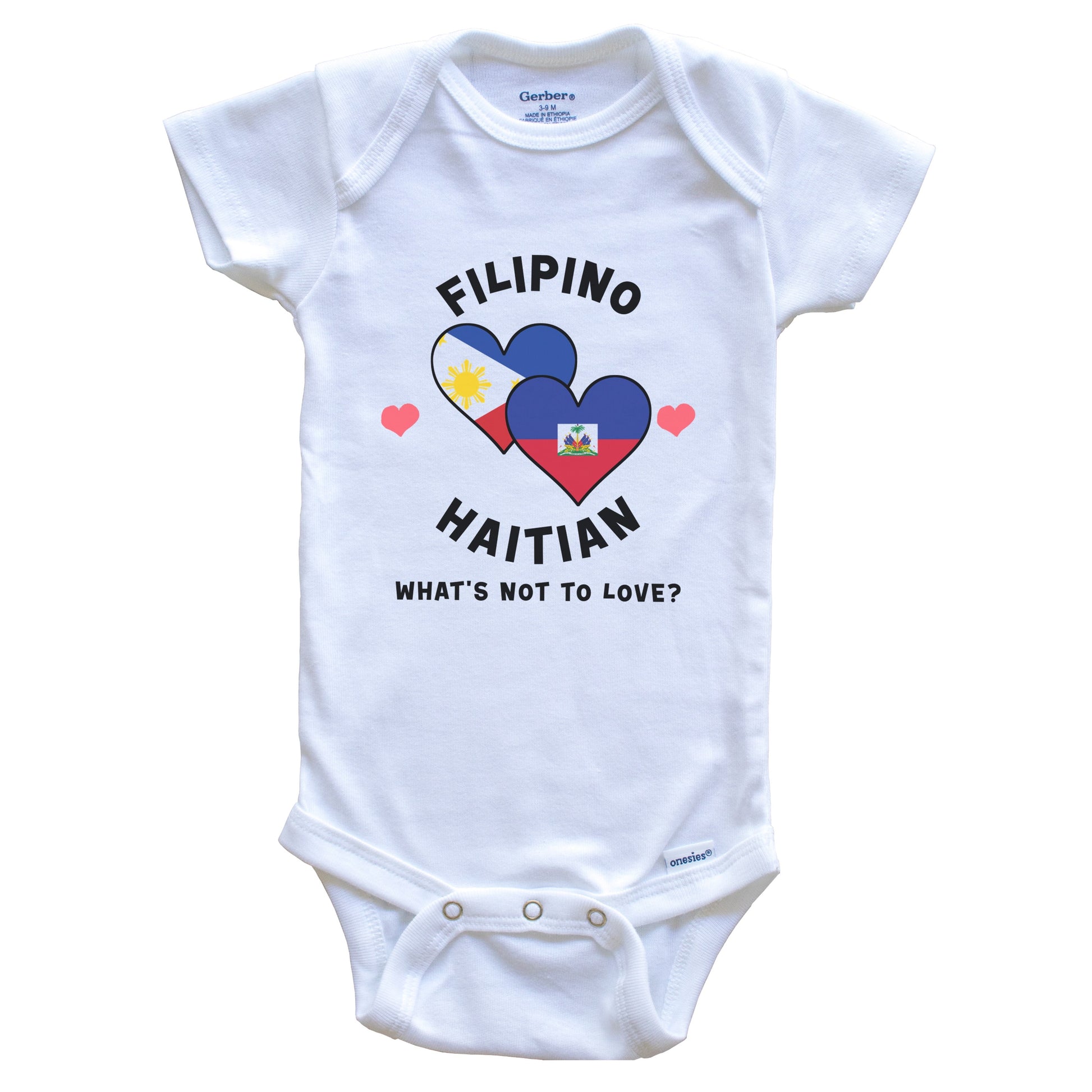 Filipino Haitian What's Not To Love Heart Flags Baby Bodysuit