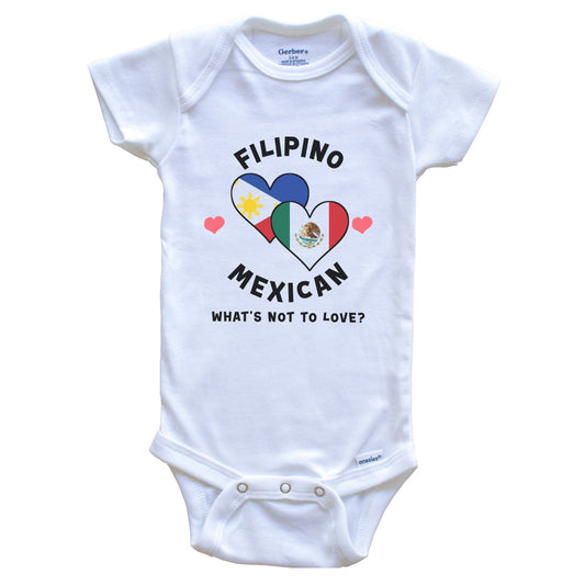 Filipino Mexican What's Not To Love Heart Flags Baby Bodysuit