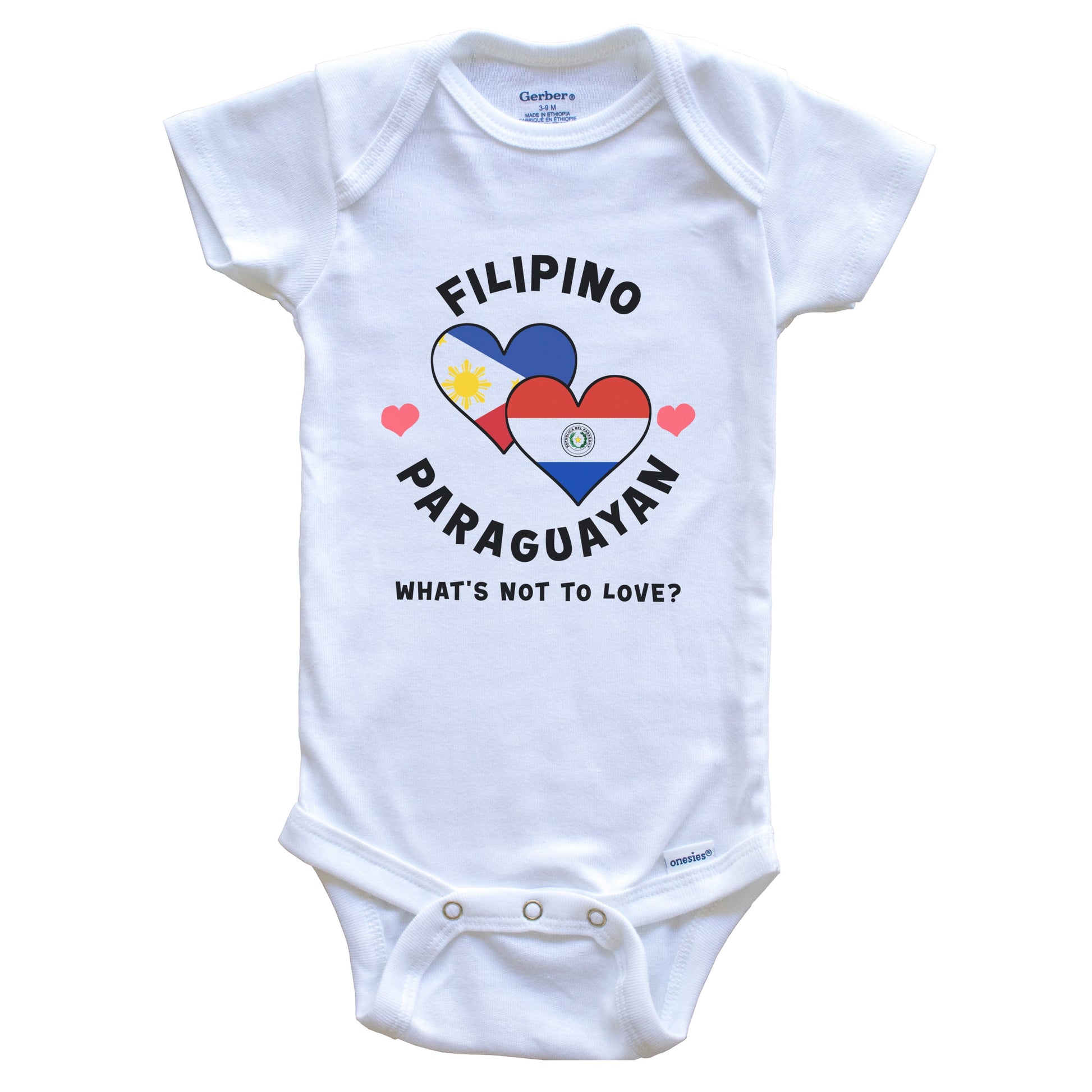 Filipino Paraguayan What's Not To Love Heart Flags Baby Bodysuit