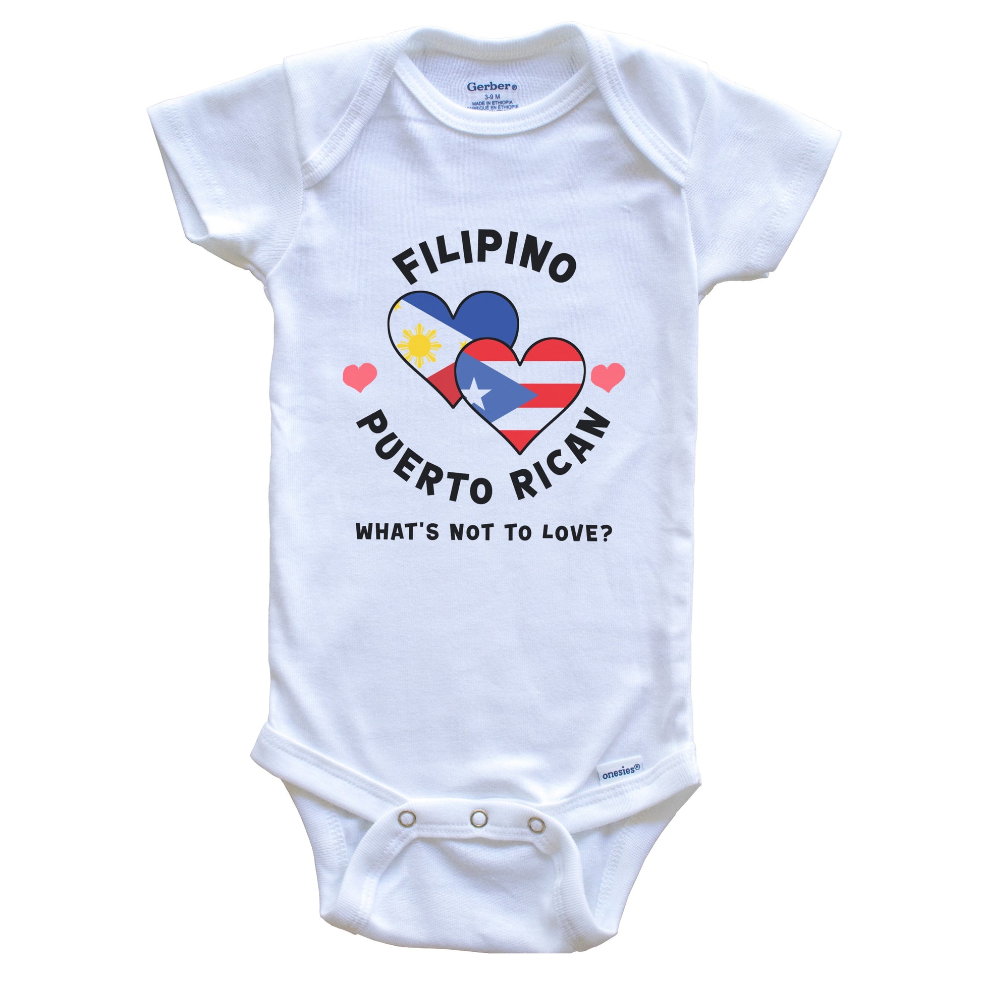 Filipino Puerto Rican What's Not To Love Heart Flags Baby Bodysuit