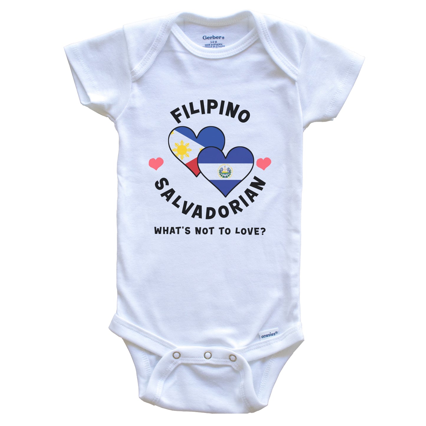 Filipino Salvadorian What's Not To Love Heart Flags Baby Bodysuit