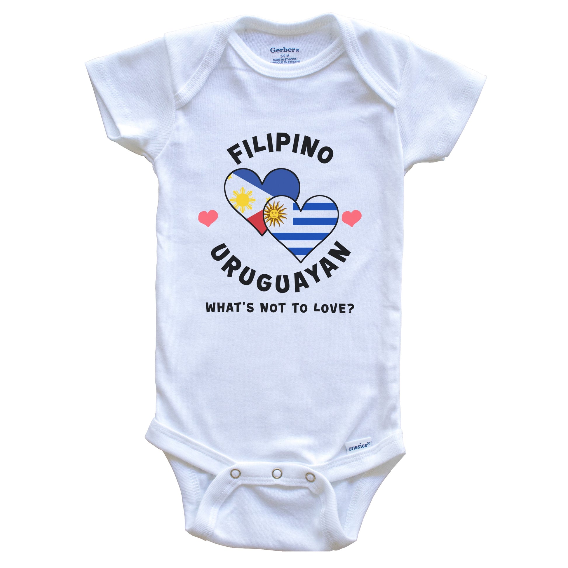 Filipino Uruguayan What's Not To Love Heart Flags Baby Bodysuit