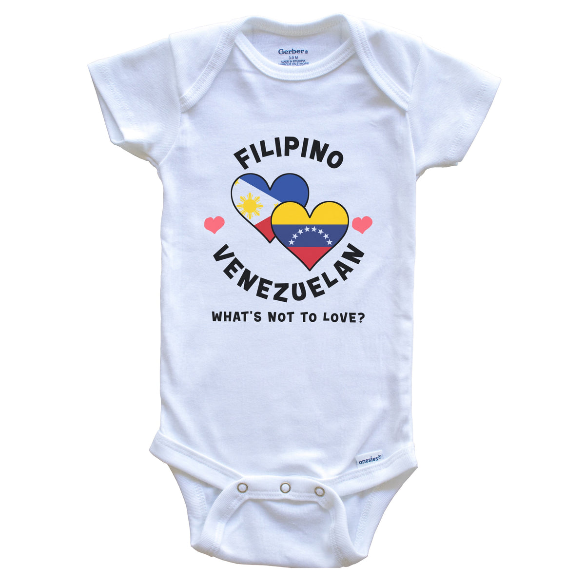 Filipino Venezuelan What's Not To Love Heart Flags Baby Bodysuit