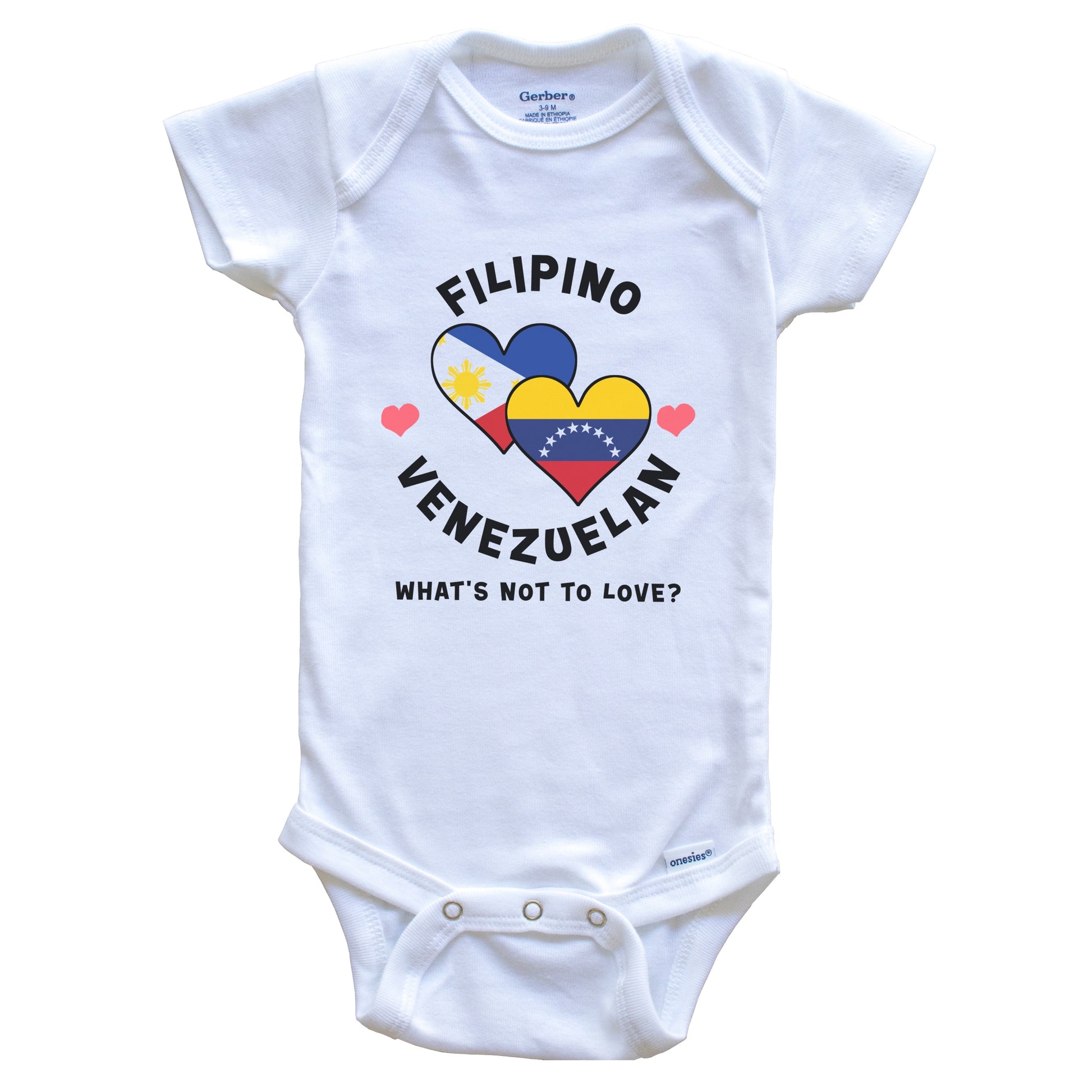 Filipino Venezuelan What's Not To Love Heart Flags Baby Bodysuit