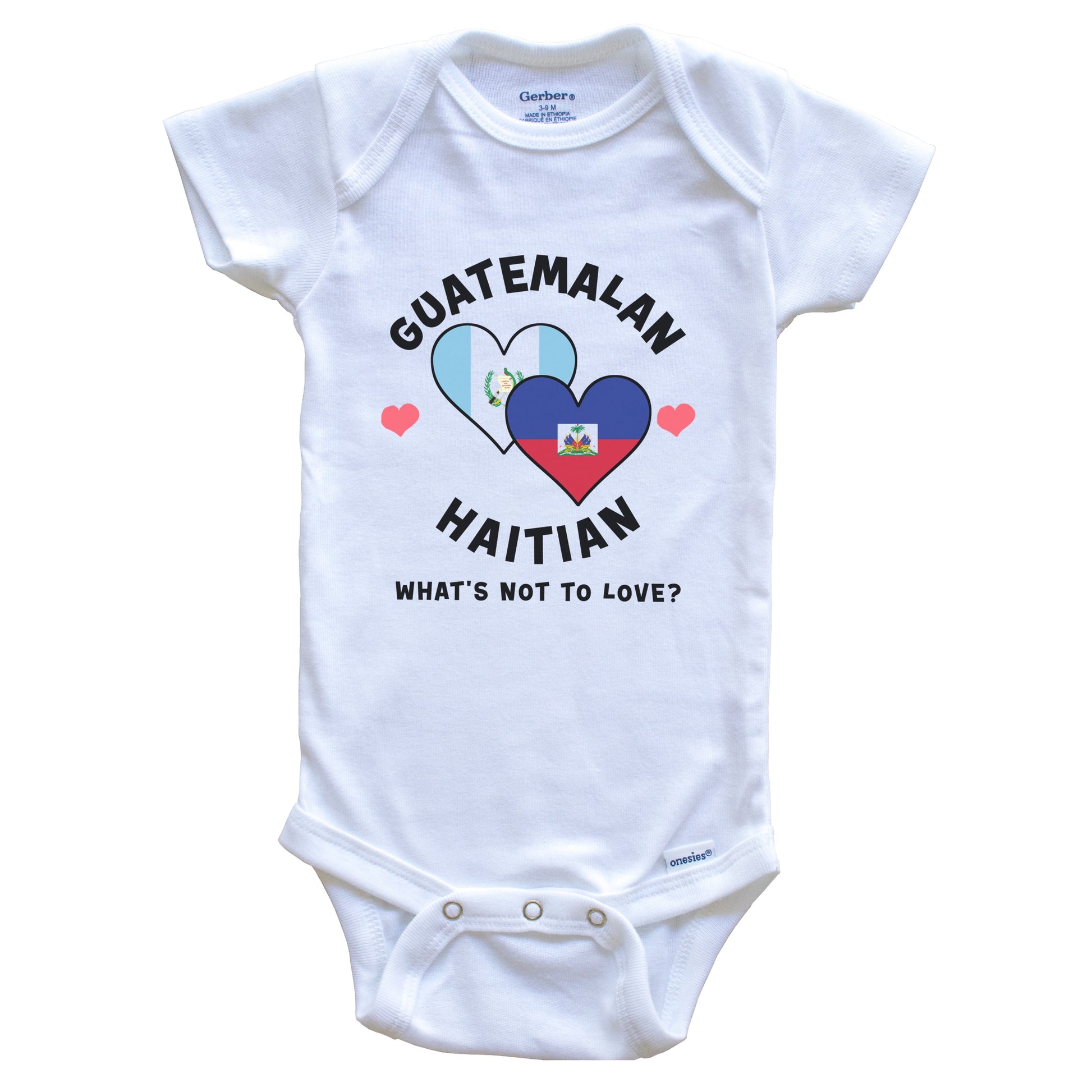 Guatemalan Haitian What's Not To Love Heart Flags Baby Bodysuit