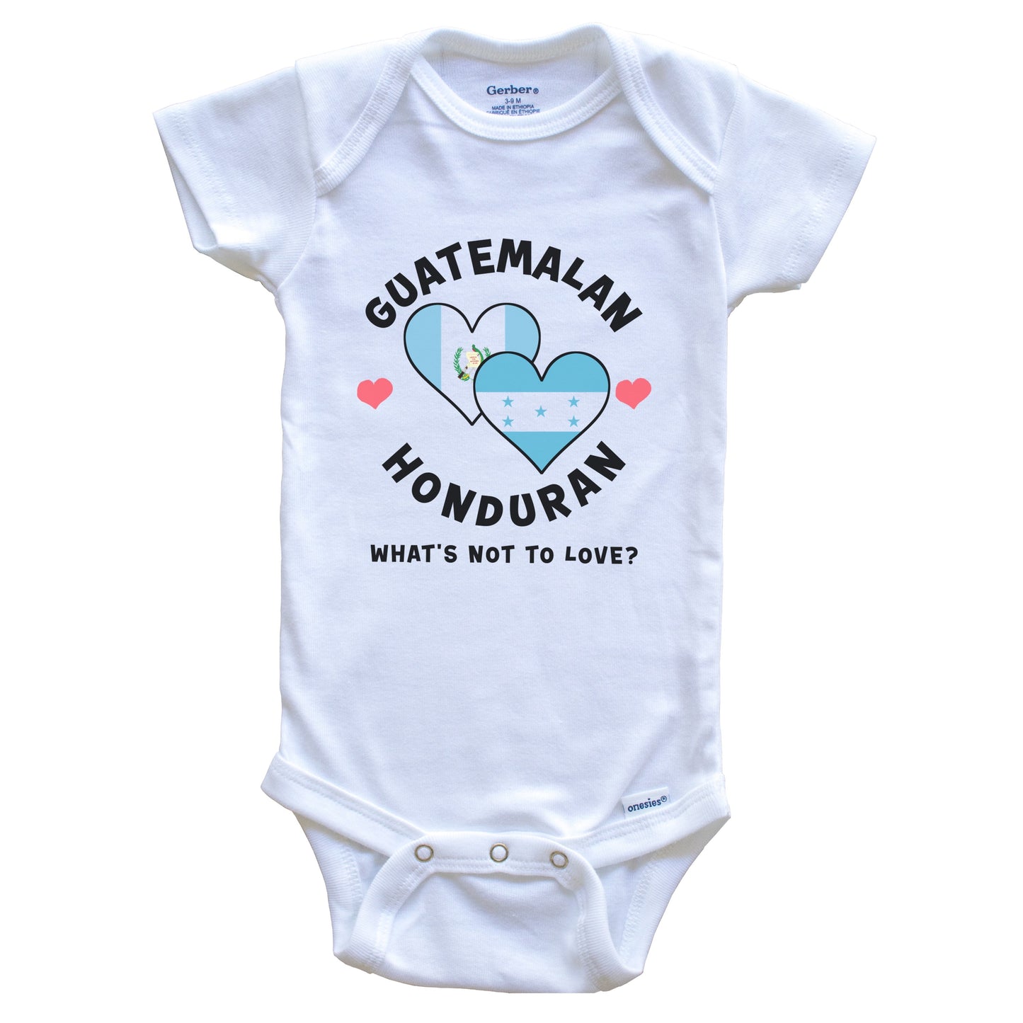 Guatemalan Honduran What's Not To Love Heart Flags Baby Bodysuit