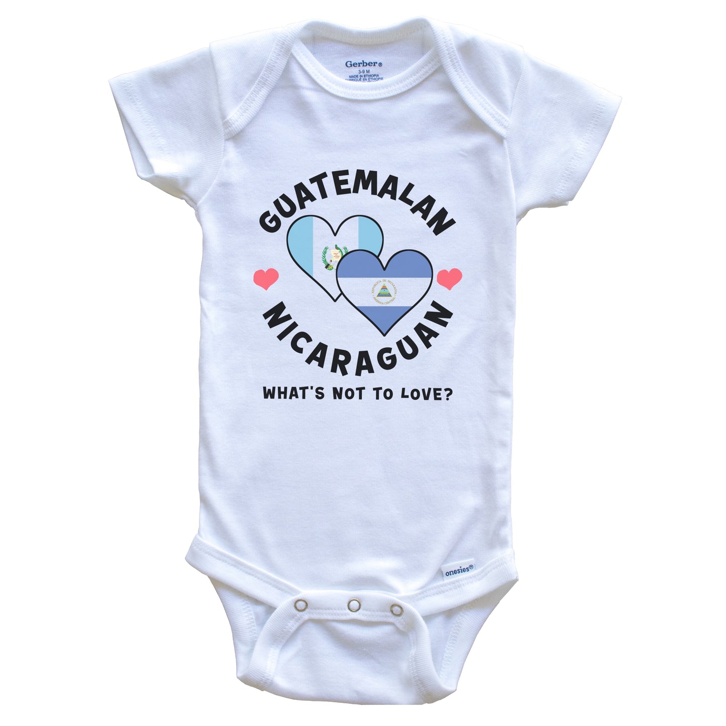 Guatemalan Nicaraguan What's Not To Love Heart Flags Baby Bodysuit