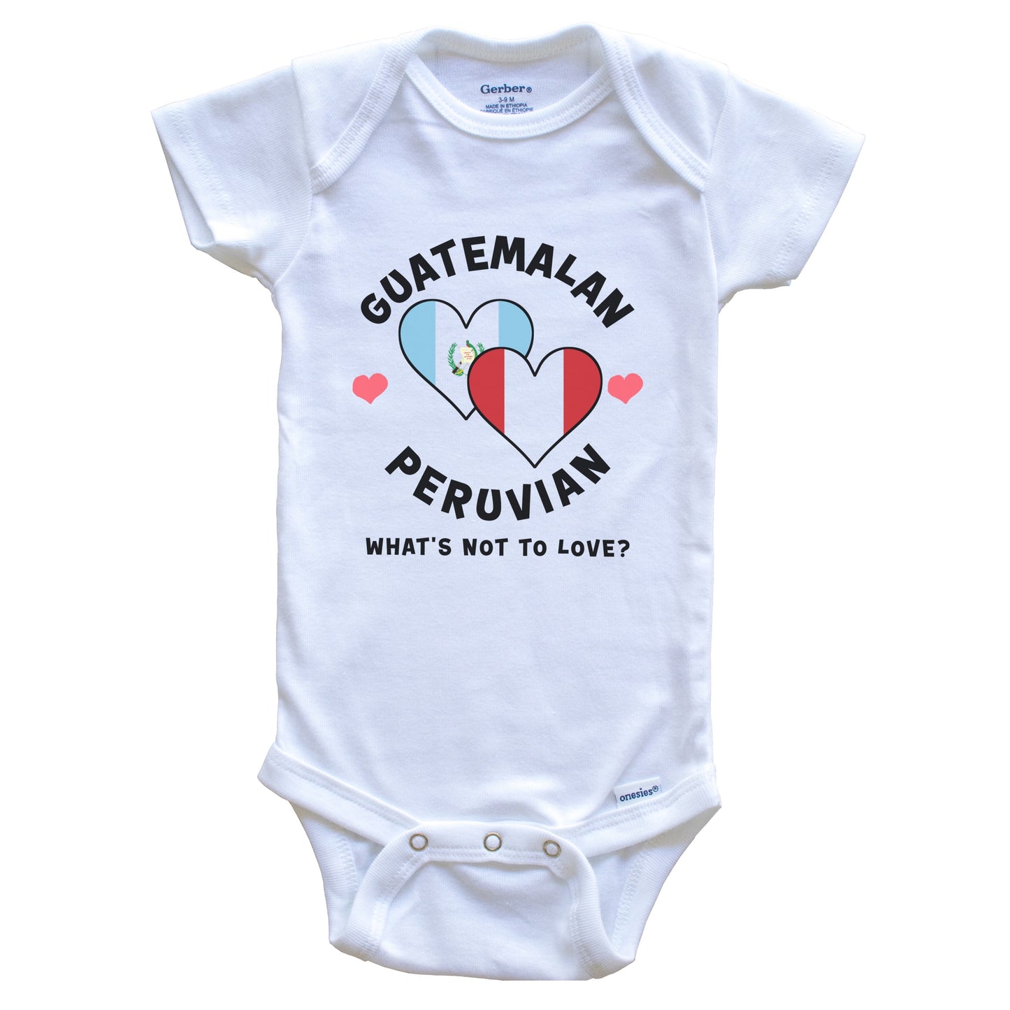 Guatemalan Peruvian What's Not To Love Heart Flags Baby Bodysuit