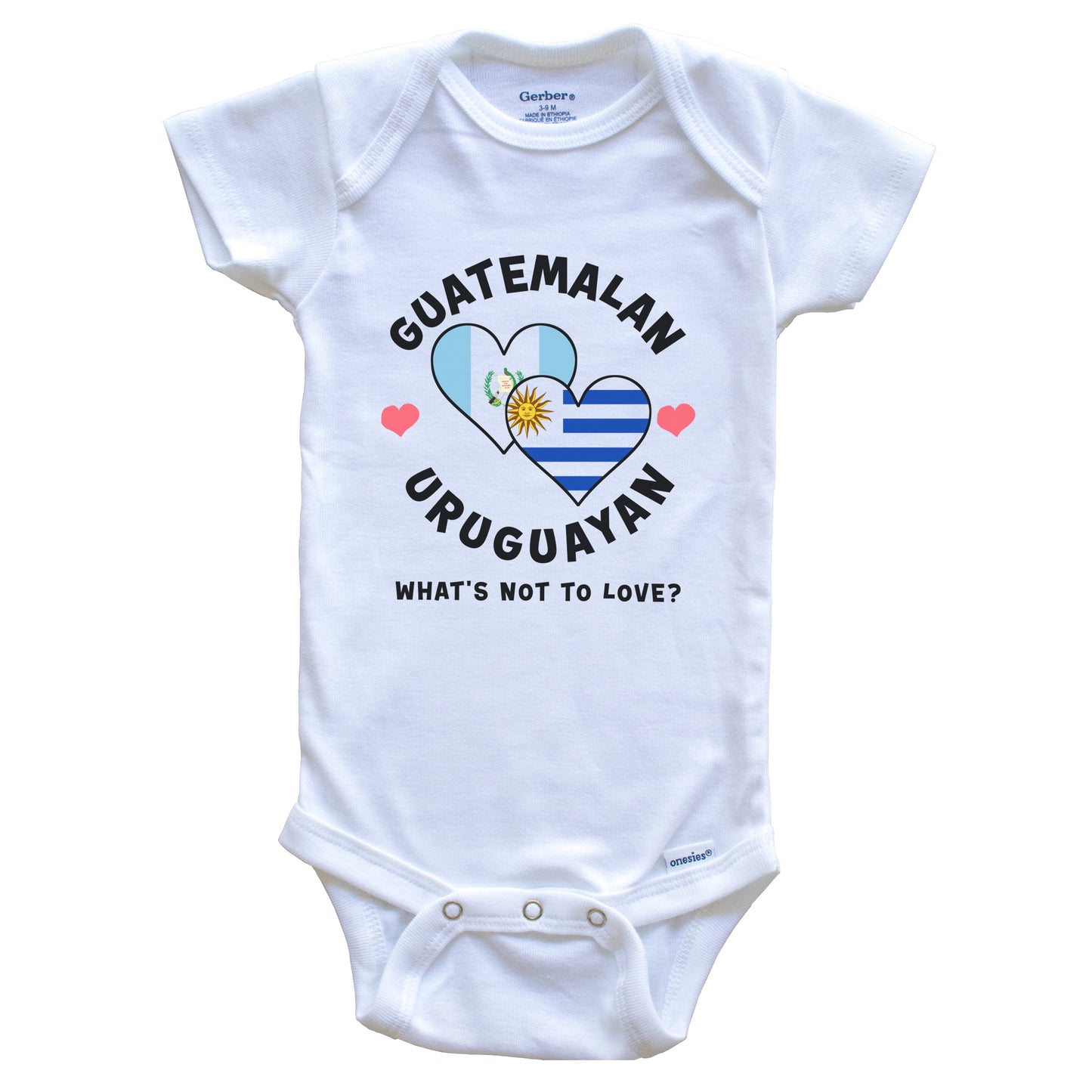 Guatemalan Uruguayan What's Not To Love Heart Flags Baby Bodysuit